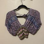 Free People Free‎ People Purple Next Vacation Smocked Cropped Boho Top Size XS Photo 6