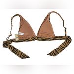 Aerie NWT Brown Tan Black Zebra Print Triangle Bikini Swim Top Size Small Photo 1