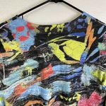 Jess and Jane Size Large Tunic Top Womens Shirt Burnout Abstract Art Multi Mesh Black Photo 7