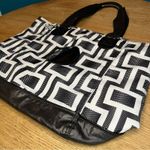 Kipling  Geometric Print Large Tote Bag Purse Keychain Black White Photo 3