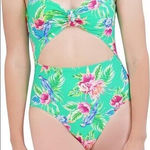 BCBGeneration  Women's Green 1pc Swimsuit Knot Front Cut Out Bathing Suit XL Photo 0