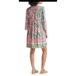 Lilly Pulitzer  Martine Long Sleeve Dress Small Pink Green Ruffle Tropical Beach Photo 6