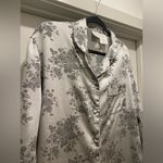 secret treasures VTG 90s Silver Grey Floral Button-Down Sleepshirt Night Gown M Photo 2
