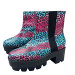 Bumper Chunky Y2K Cheetah Platform Heel Purple Blue Boots Photo 2