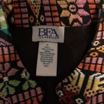 BFA bold embroidered multicolor geometric print blazer with silver buttons.‎ Red Size 16 Photo 2