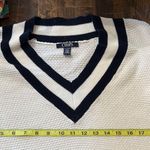 CHAPS  White & Navy Preppy Varsity Pull Over V-Neck Tennis 100% Cotton Sweater XL Photo 5