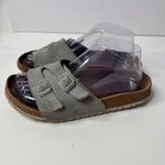 Birkenstock Gray Suede Sandals 39 Womens Slides Slip on Shoes Leather Buckles * Photo 2