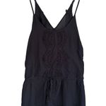 A1 Lagaci Romper Eyelet Lace Trim Drawstring Waist Sleeveless Black Size M Size M Photo 0