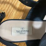 Valentino Garavani  Black Leather Sandals – Gold Ring Accent, Size 8.5 Photo 2