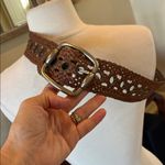 Fossil Brown Leather Braided Belt with Silver Buckle Photo 7