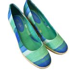 Soft Style Shoes Women Size 6.5 Medium 3 Inch Wedge Heel Hush Puppies Company Blue Photo 0