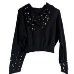 ZARA Black Cropped Pearl Embellished Hooded Knit Sweater Size Small Photo 8