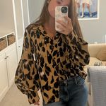 LEOPARD PRINT BUTTON UP SHIRT WITH FUN SLEEVES Photo 0