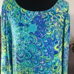 Lilly Pulitzer  Teal and Blue Swirl long sleeve Dress size large Photo 1