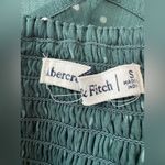 Abercrombie & Fitch AF Green White Polka Dot Long Sleeve Smocked Blouse Small Photo 5