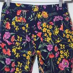 Susan Graver  Navy Floral Cropped Pants Sz 8 Petite Navy Floral Pull-on Pants Photo 4