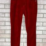 Pilcro and the Letterpress Luxe Red High Rise Skinny Velvet Jeans Size 26 Photo 0