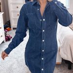 Anthropologie Denim longsleeve button up mini dress Photo 2