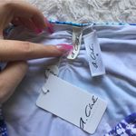 A CHÉ Dual Blue White Tie Dye Print Gold Hardware Detail Bikini Bottoms NEW Size M Photo 4