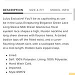 Lulus Enrapturing Elegance Green Lace Long Sleeve Midi Dress size small bridal​​ Photo 10