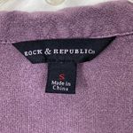 Rock & Republic  Purple Long Sleeve Henley Button Shirt Photo 3