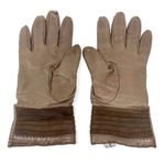 Saks 5th Avenue 90s SAKS FIFTH AVENUE Vintage Brown Leather Knit Gloves Photo 1