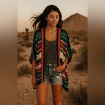 Ralph Lauren Lauren  Tribal-Aztec Linen Blend Crochet Open Cardigan Shawl OS‎ Photo 8