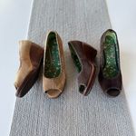 Vintage 90s Y2K Rampage Laurie Tan Brown Suede Peep Toe Wedges Sandals Shoes 7 Photo 1