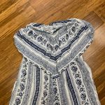 American Eagle Womens XS Jumpsuit White Blue Floral Strapless Wide Leg Palazzo Photo 1