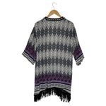 Umgee Kimono Womens Open Front Fringe Embroidery Half Sleeve Aztec Black M/L Photo 11