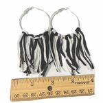 None Boho Fringe Tassel Hoop Statement Earrings‎ Black White Silver Tone Big Festival Photo 2