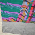 VTG Daniel Hechter Silk Scarf 30" Square Green Plaid Elephant Hand Rolled Photo 10