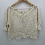 Natural Life  Womens Cream Knit Cropped Oversized Top Size L NWT Boho Neutral Photo 0