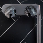 Vintage Stud Earrings Circle Black and Gray Tones Photo 0