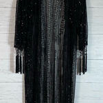 Chico's  black embellished duster mesh kimono beaded fringed sequined size S/M Photo 0