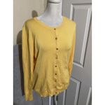 August Silk Yellow Button Front Silk Blend Cardigan Sweater Women's Medium Photo 1