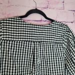 Who What Wear  BLACK WHITE BUFFALO CHECK PLAID PUFF SLEEVE BUTTON FRONT BLOUSE Photo 7