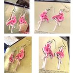 Pink Flamingo Earrings Dangle Hooks New Double Sided Las Vegas Florida B… Photo 10