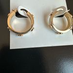 Tory Burch New Miller Stud Enamel Hoop Earrings; Tory Gold/White Photo 3