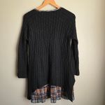 XINOUYILI Black Cable Knit Plaid Lettuce Hem Sweater Dress With Pockets Size L? Size L Photo 4