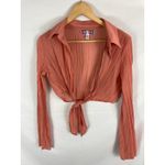 Urban Outfitters  Rachel Plisse Crinkle Tie Front Crop Top Size Small Photo 2