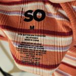 Sonoma  Orange Pink Crop Cut Out Open Back Ribbed Baby Tee Size Medium Photo 5