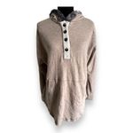 Soft Surroundings Cabin Cuddle Up Fur Trim Hoodie Tunic Terry Sweatshirt Tan M Photo 1