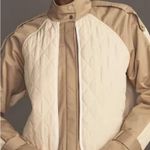 Anthropologie Women's Cream and Tan Quilted Jacket Size L Photo 1
