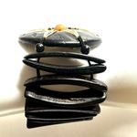 Vintage coconut wood tagua nut raffia star stretchy bracelet Photo 7