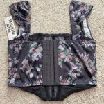Urban Outfitters Out From Under About Time Printed Satin Corset Top NWT Size S - Black Multi Photo 6