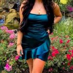 Windsor Elegant Teal Satin Dress Photo 0