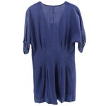 ZARA NEW  Navy Linen Blend Deep V Short Romper Resort Coastal Vacation M Photo 6