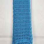 New Handmade Crochet Scarf Loose Waffle Stitch Tassels Light Blue Acrylic 90x8 Photo 2