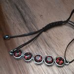 Burgundy Color Swarovski Crystal Platinum Bond Corded Bracelet Photo 6